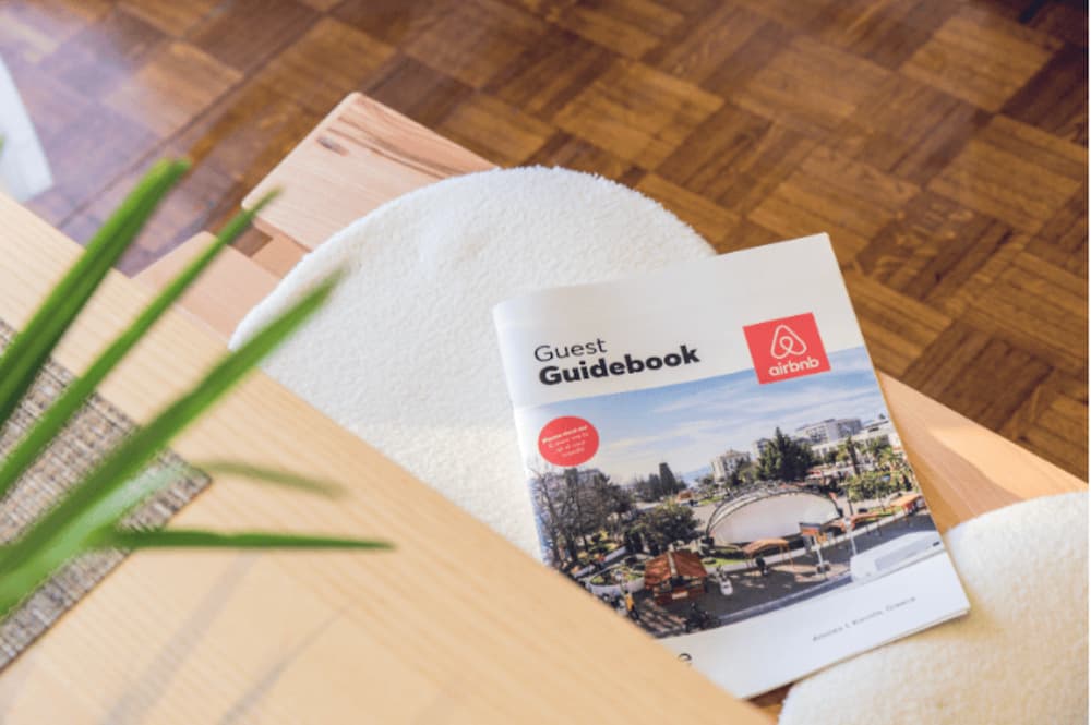An image of a guest guidebook in a table
