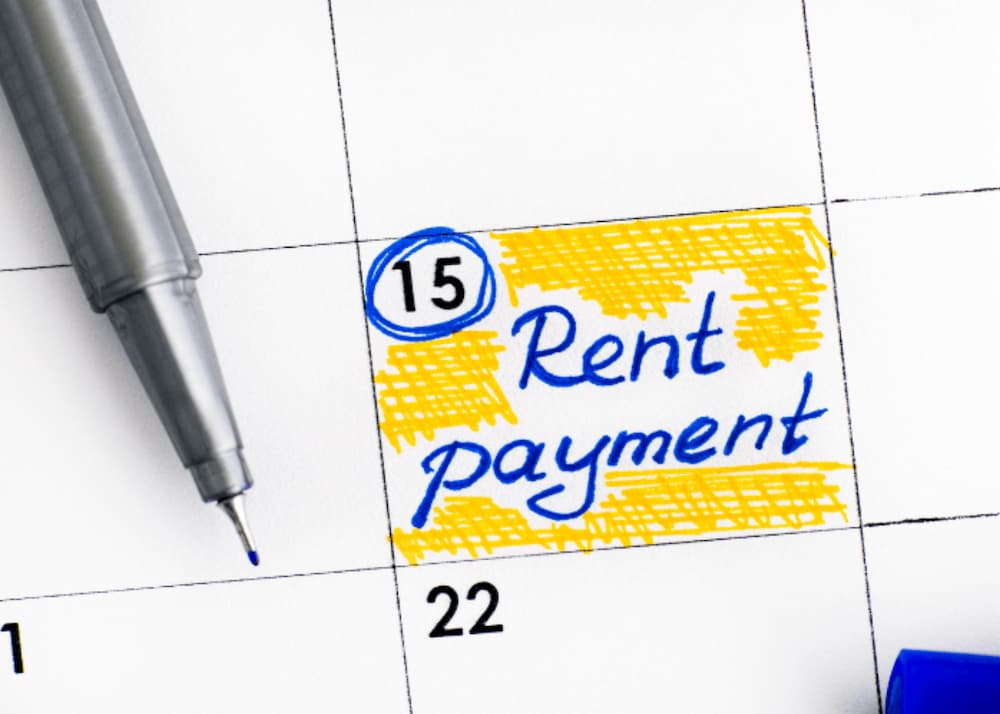 An image of a calender with a date circled saying rent payment