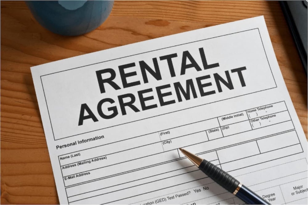 A pen on a rental agreement