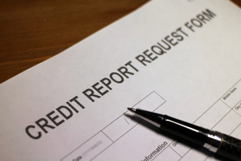 An image of a pen on a document reading credit score
