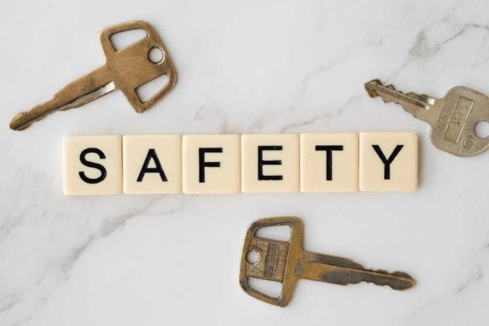 An image of three keys around the word safety
